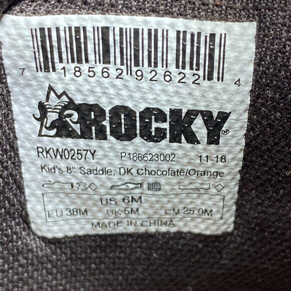 Boys/Men's  Rocky Size 6 Two Toned Brown/Tan Western Cowboy Boot, In very good - Picture 10 of 10